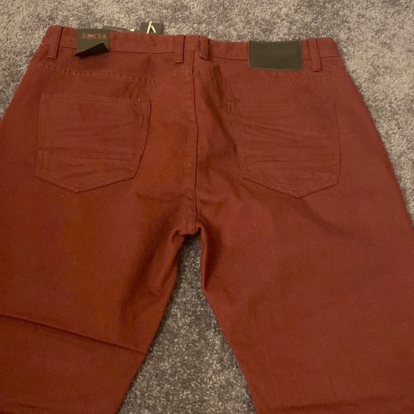 Brand new men’s maroon biker jean with subtle detail and tags - Picture 1 of 7
